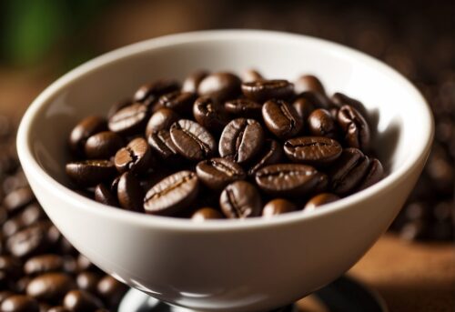 high quality coffee beans roasted to perfection and placed in a white bowl