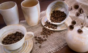 display of ethiopian coffee beans