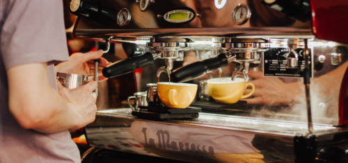 espresso machine in action
